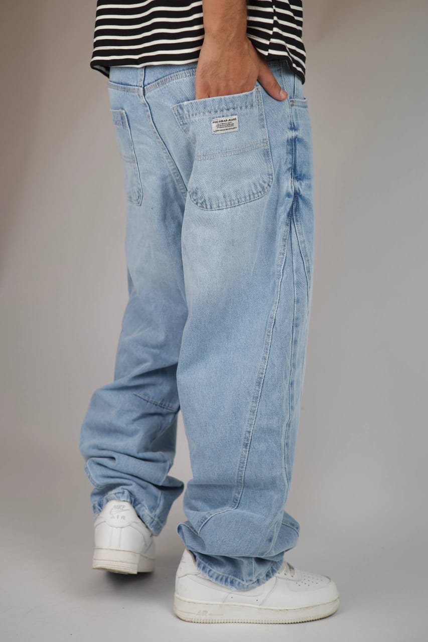Ice Wash Balloon Jeans — Pale Blue