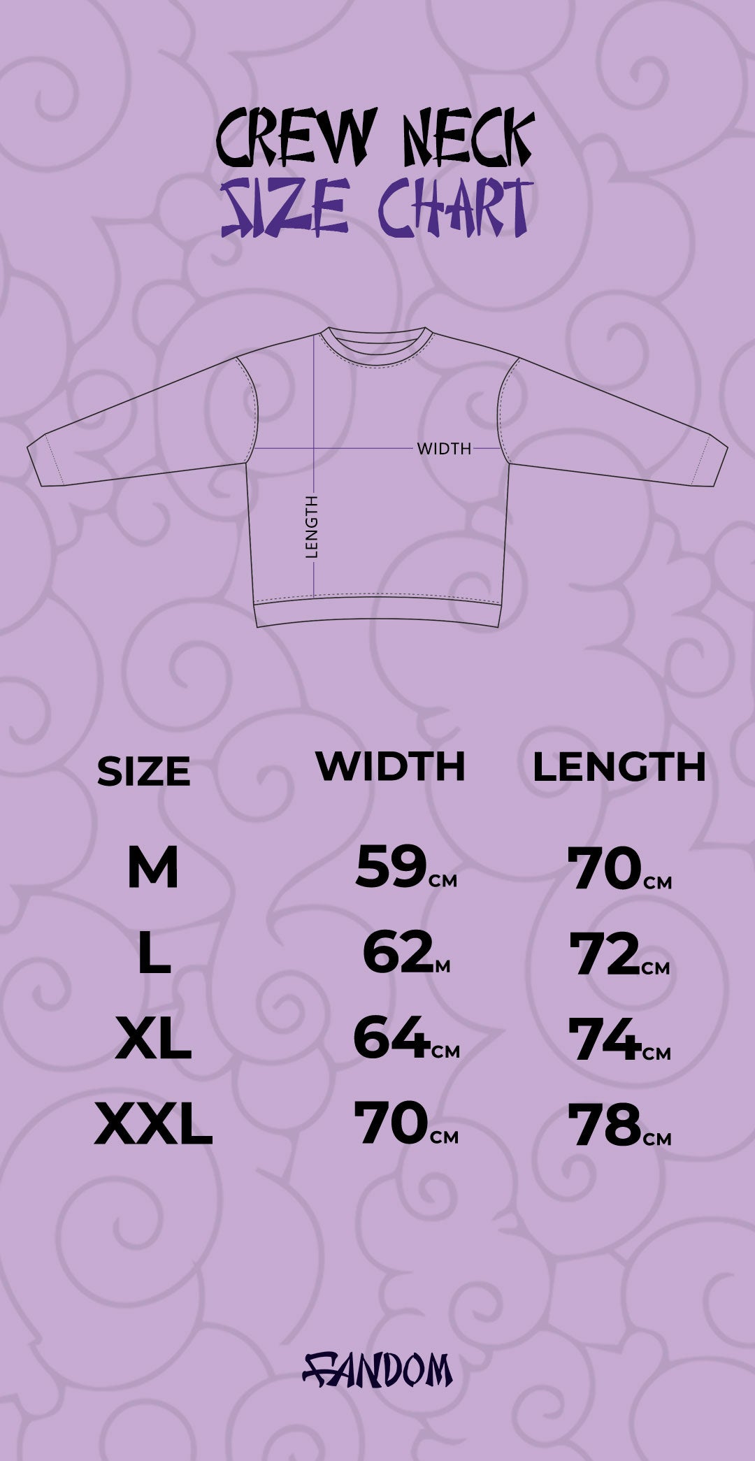 Size chart for ULTIMATE BERSERK HOODIE