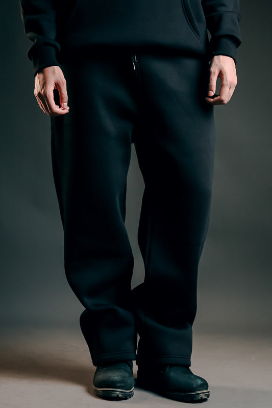 Straight Leg Pants Black Heavy