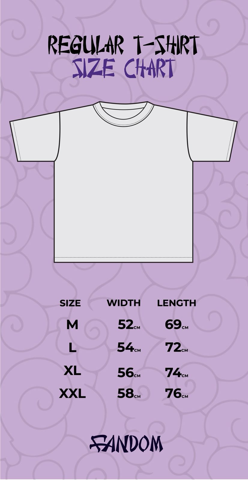 Size chart for 99 Killua Long Sleeve