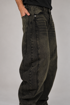 Vintage wash balloon jeans detail — AI-assisted editorial image