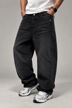 Black balloon jeans — AI-assisted editorial image
